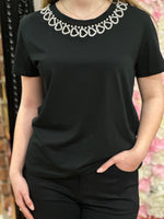 Load image into Gallery viewer, SEQUIN NECK DETAIL TEE-
