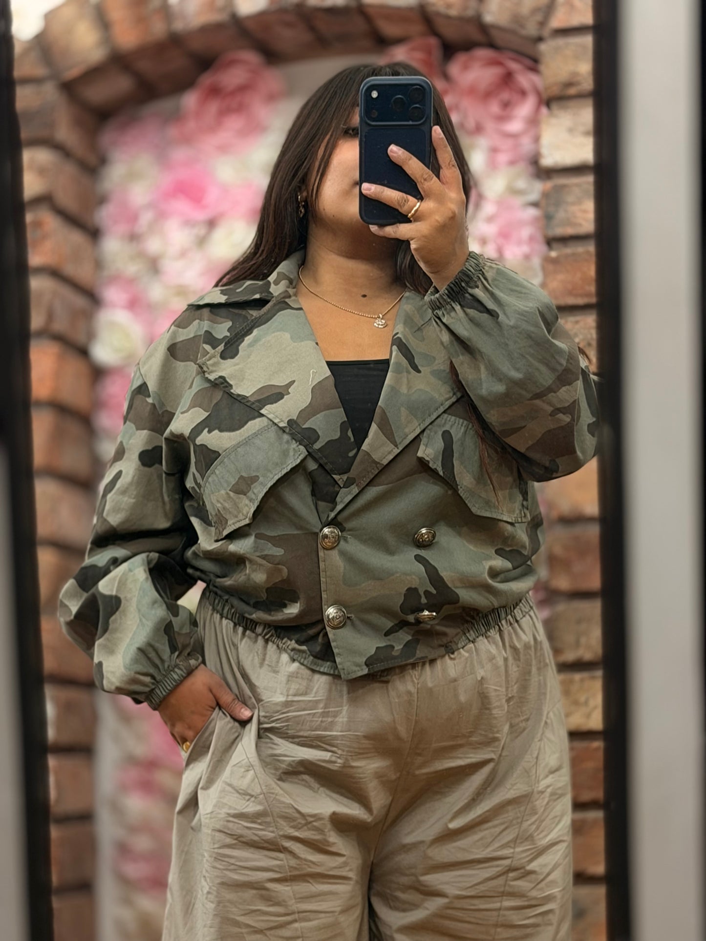 KAI-TRENCH STYLE CAMO MILITARY JACKET