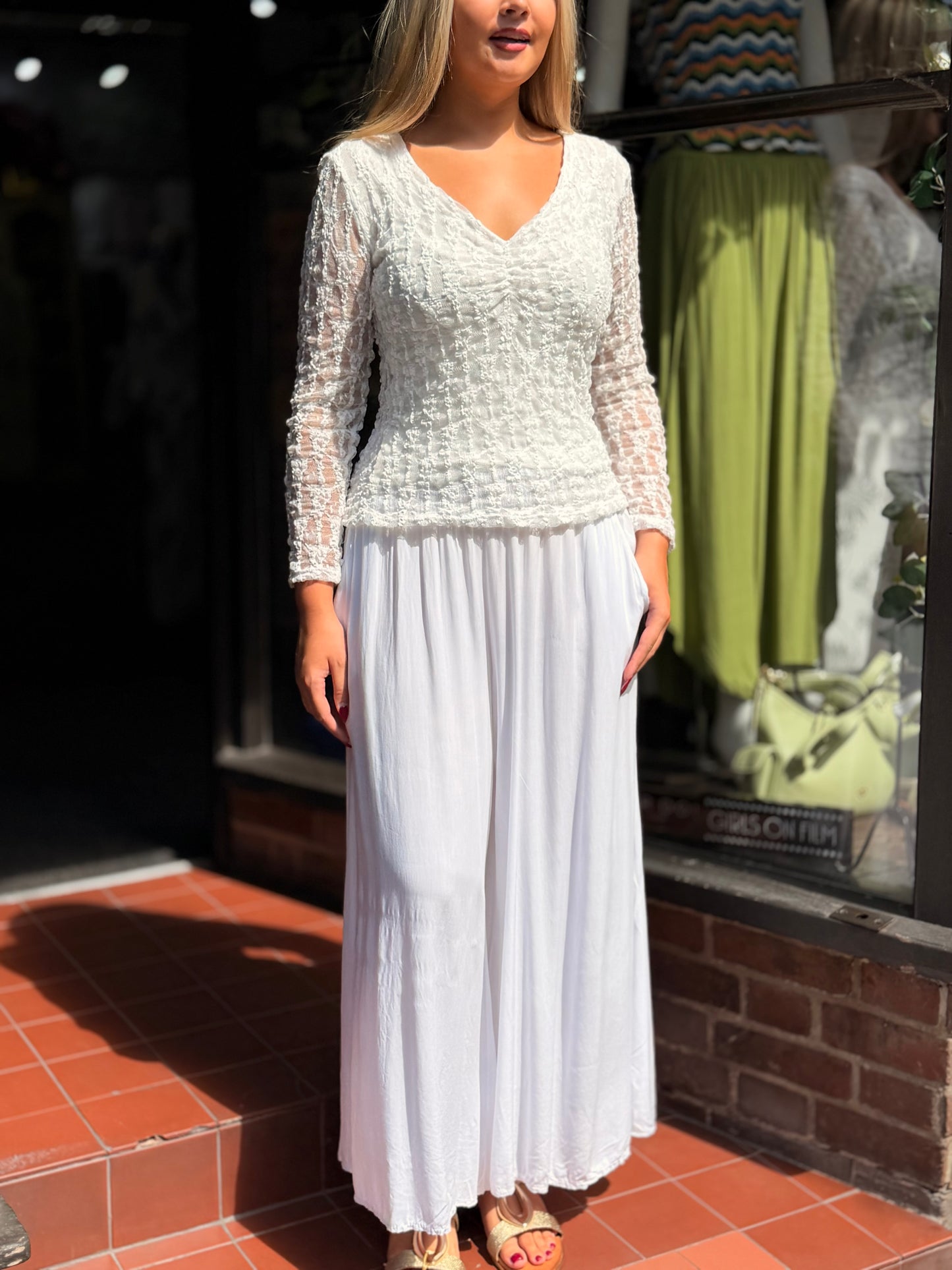 RIA-LACE MESH V/NECK