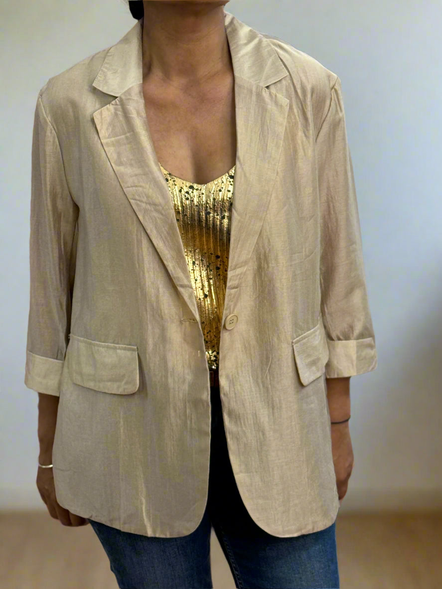 LORENA- ORGANZA SHEER BLAZER-GOLD