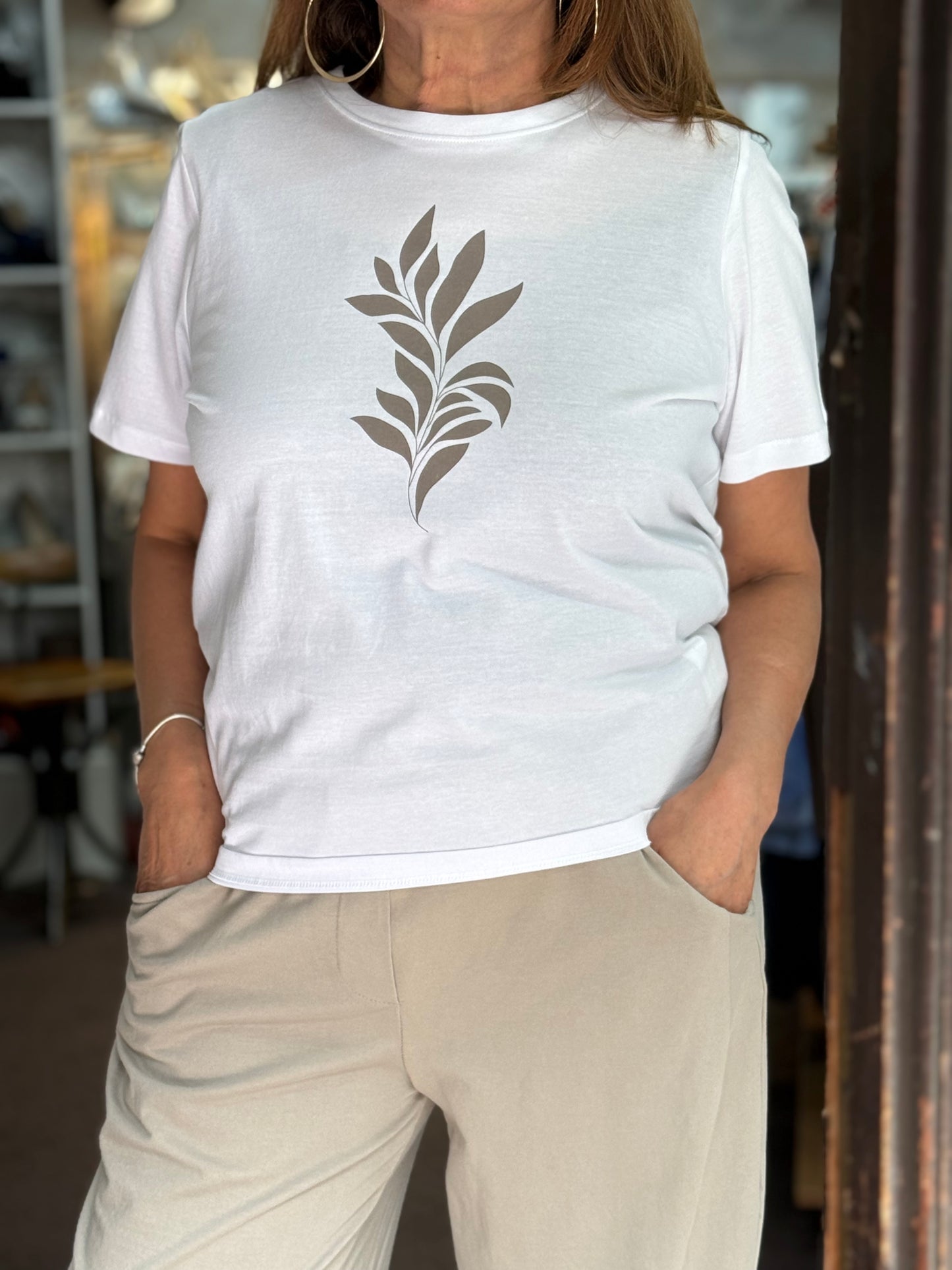 FRANSA ERICA LEAF MOTIF TEE