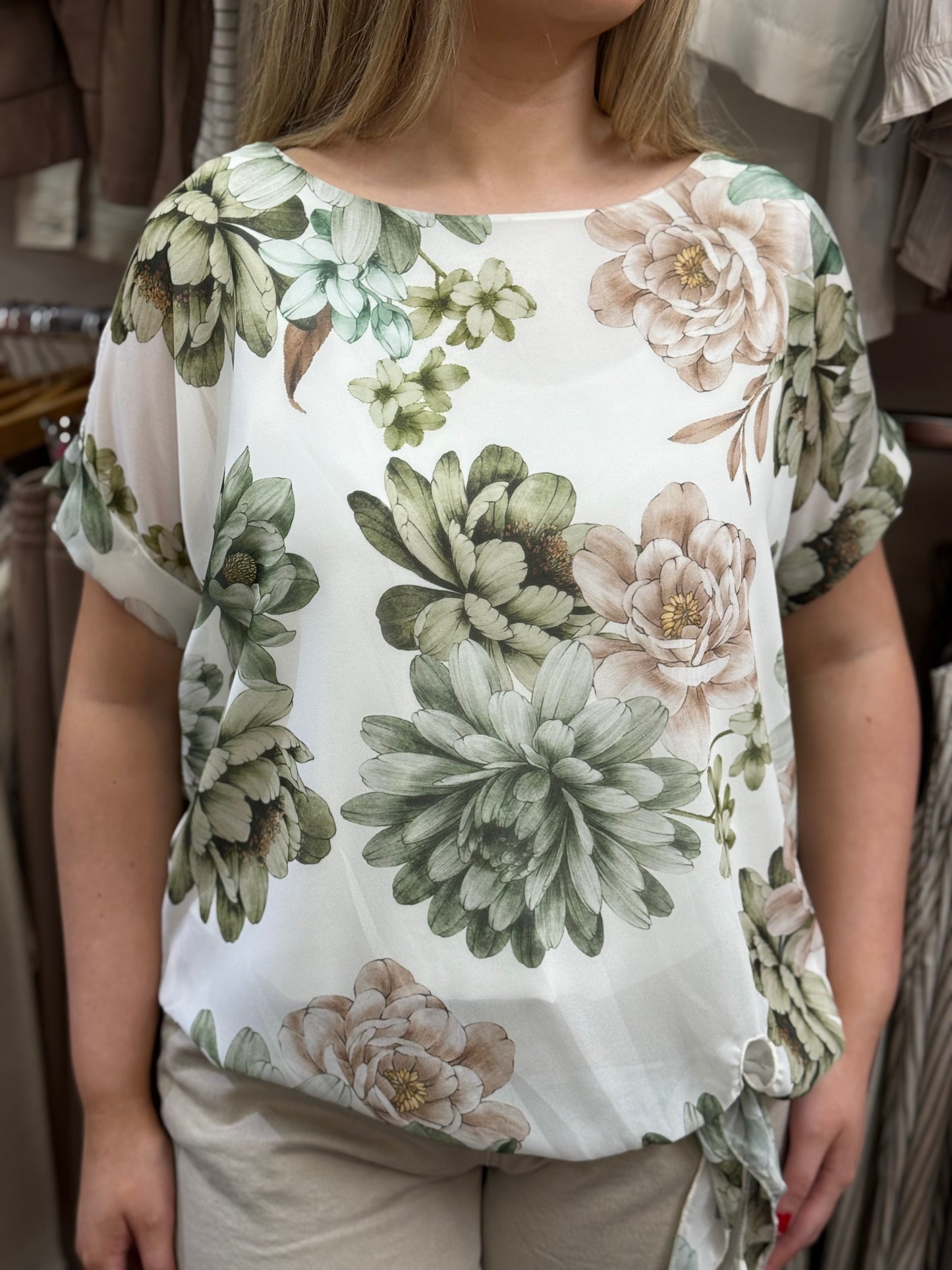 MILA- CHIFFON FLORAL SIDE TIE TOP