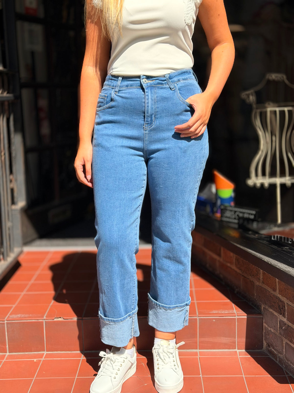 DIDO-TURN UP ANKLE JEAN BLUE