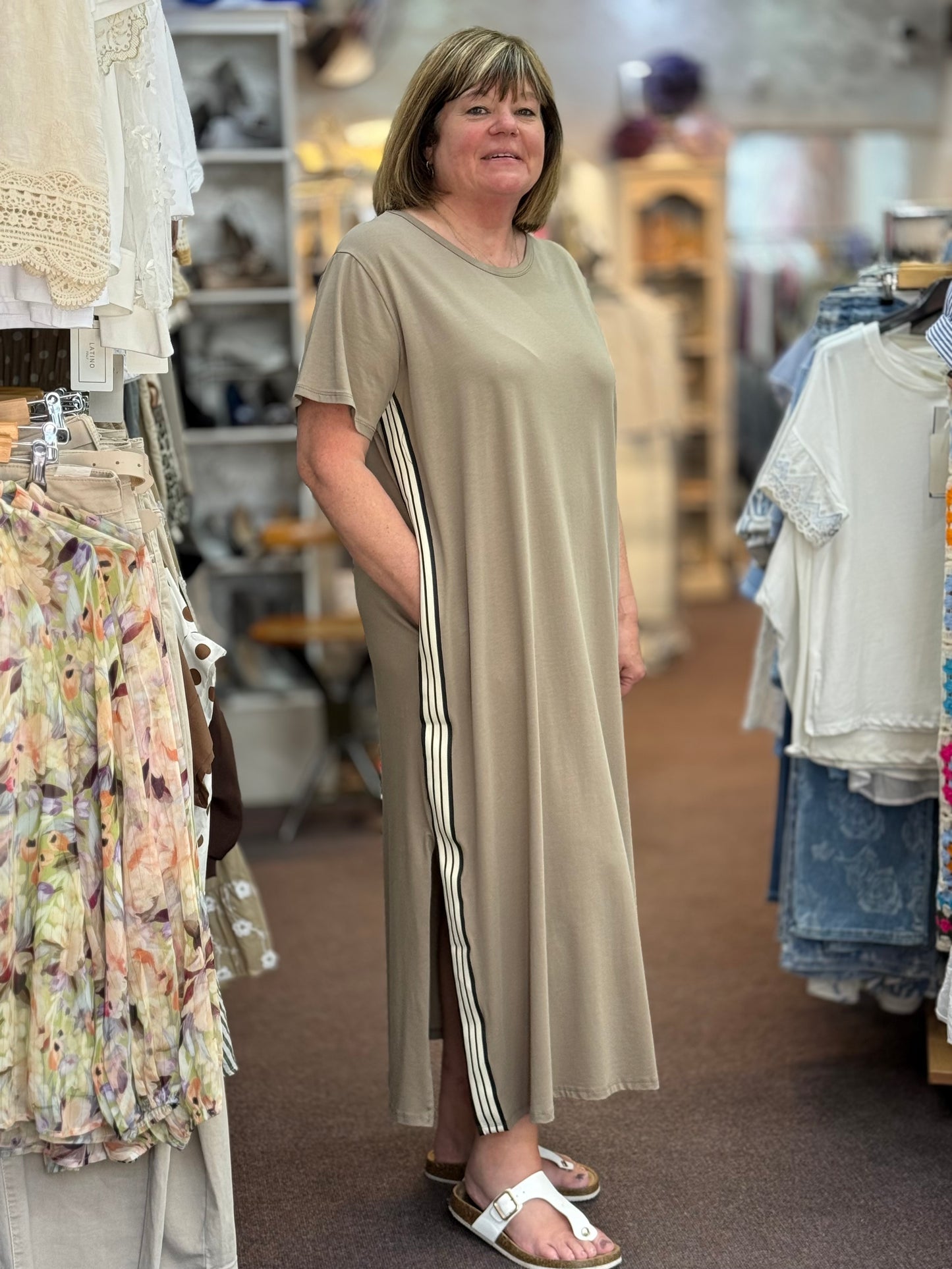 LACEY- SIDE STRIPE T-SHIRT DRESS #SunshineSALE