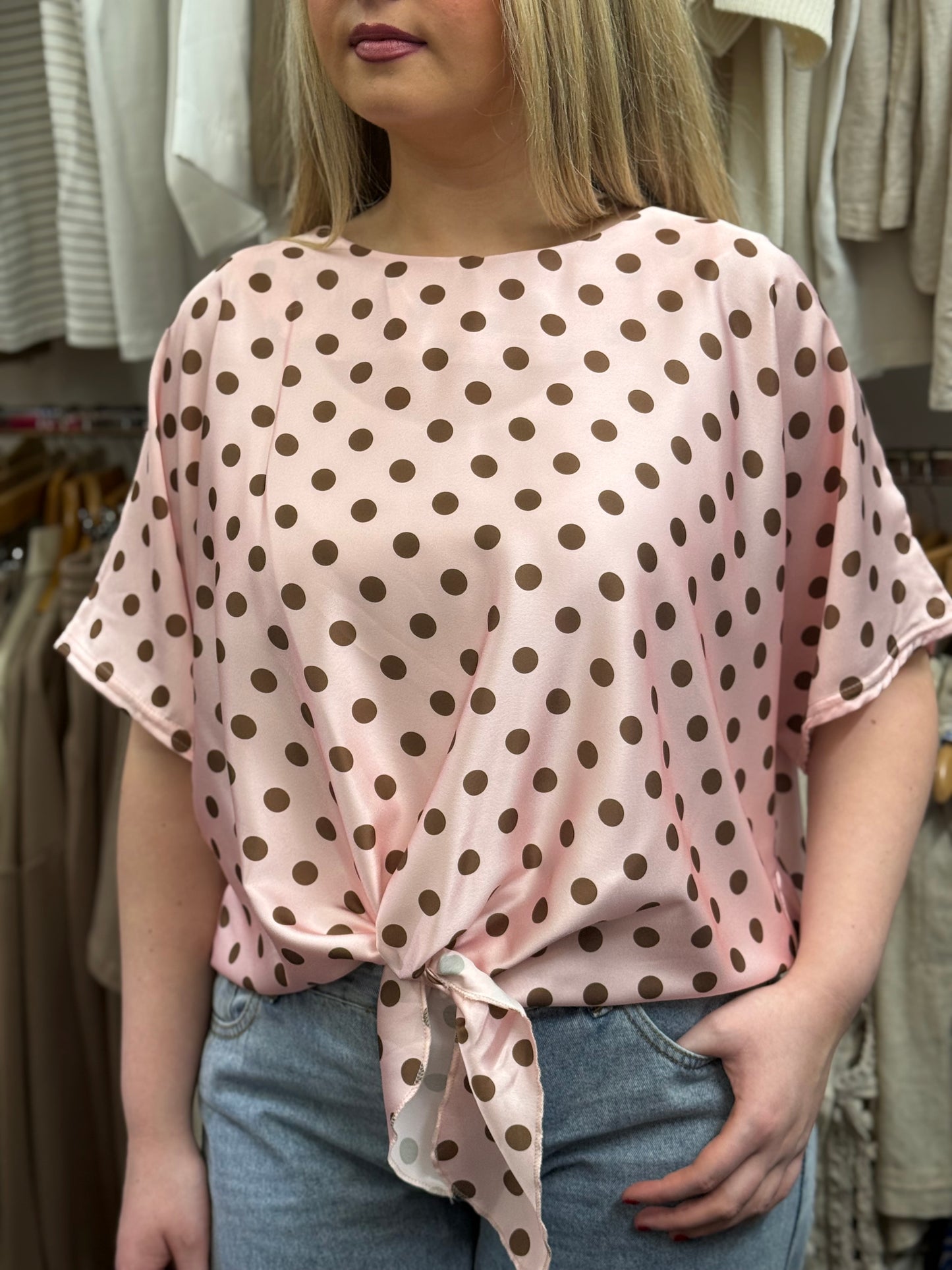 BRYONY- POLKA DOT TIE TOP