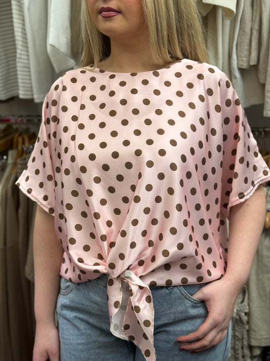 BRYONY- POLKA DOT TIE TOP