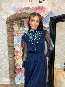 FRENCH CONNECTION VENICE FLORAL MESH DRESS