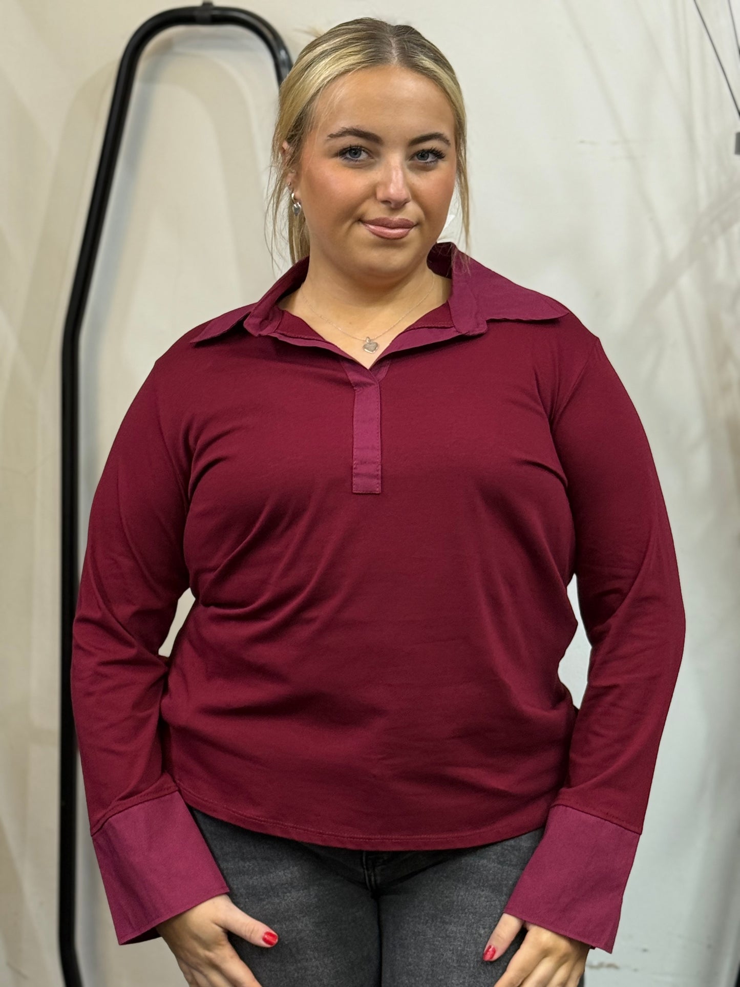 ADELE-LAYERING SHIRT TOP/CURVE