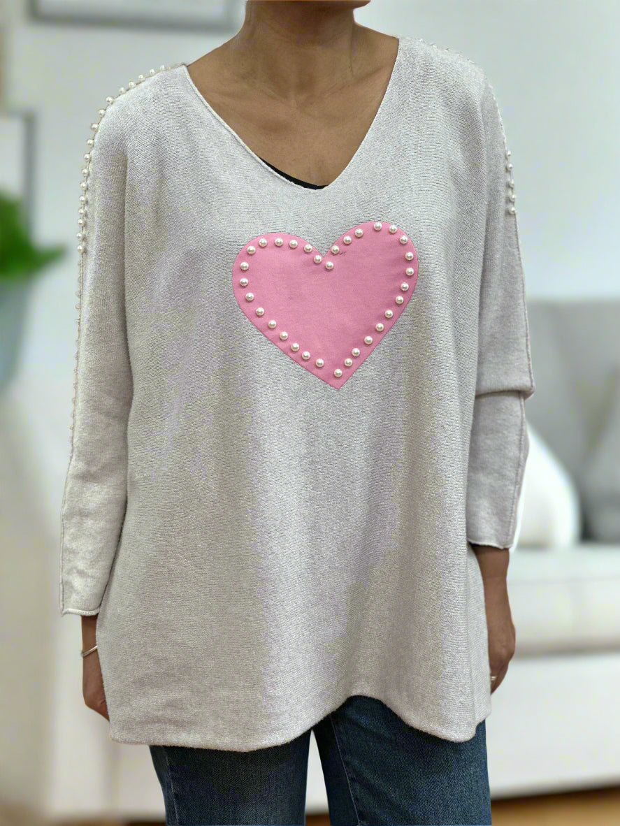 BELLA- PEARL & HEART JUMPER -