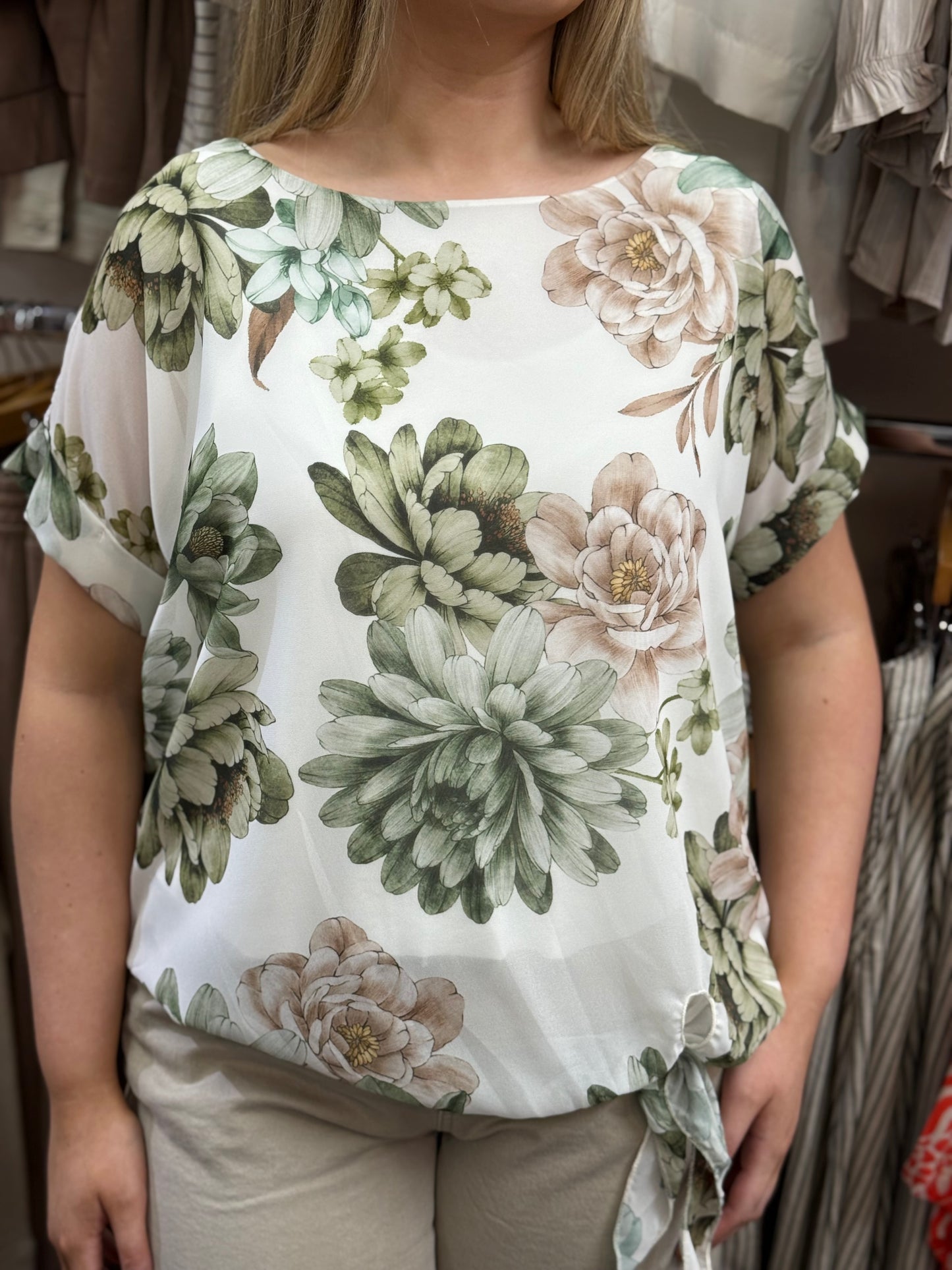 MILA- CHIFFON FLORAL SIDE TIE TOP