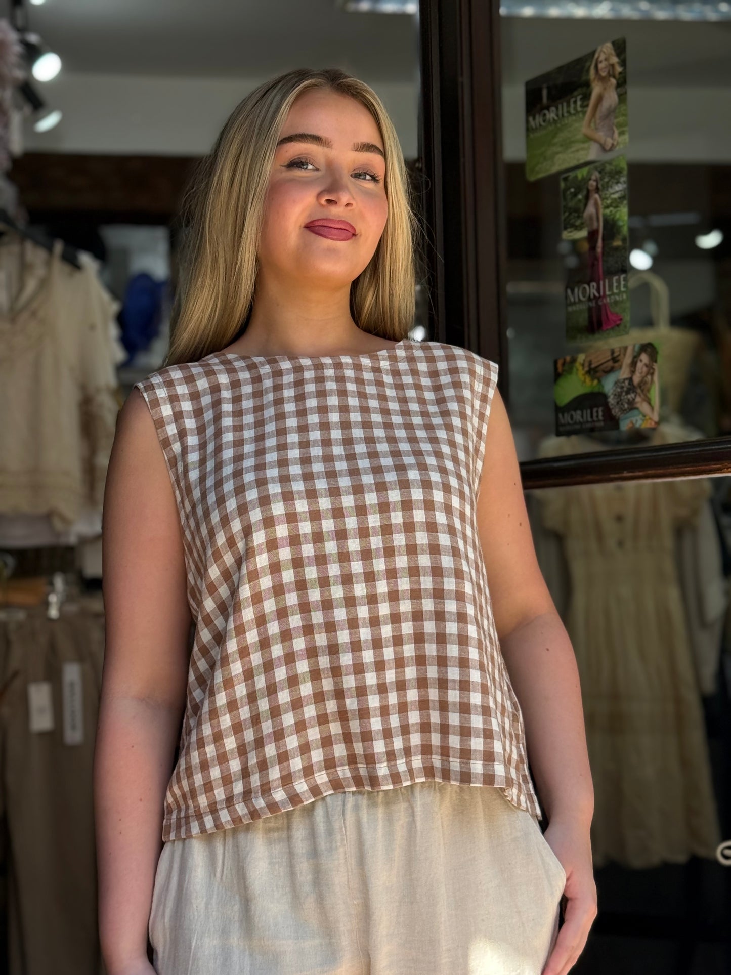 BYOUNG-FALLAKA WOODSMOKE CHECK TOP