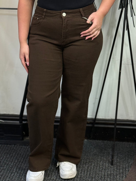 INDIE-GSMACK WIDE LEG JEAN-BROWN