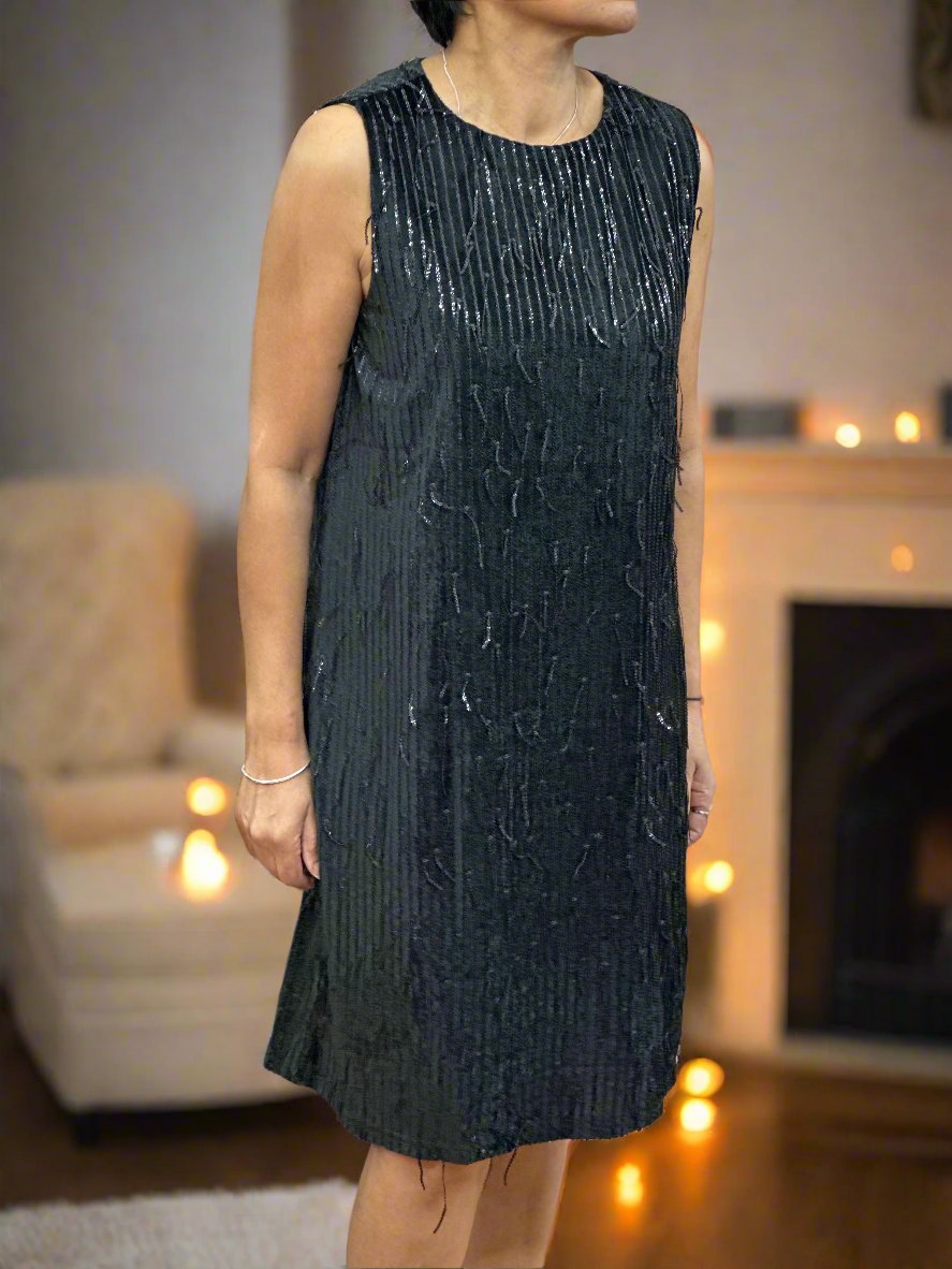 FRANSA- WINNI DRESS-VELVET BLACK -