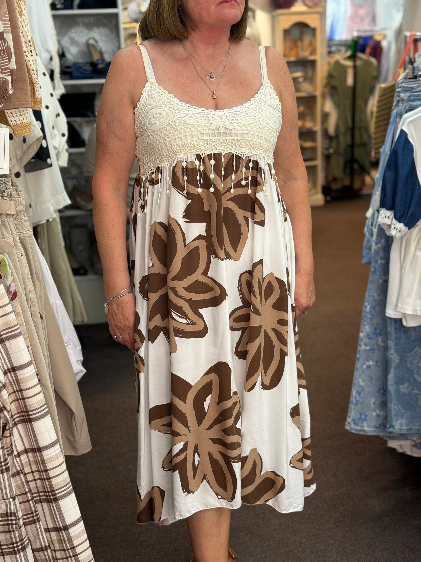 MOLLIE- CROCHET DETAIL  FLOWER DRESS