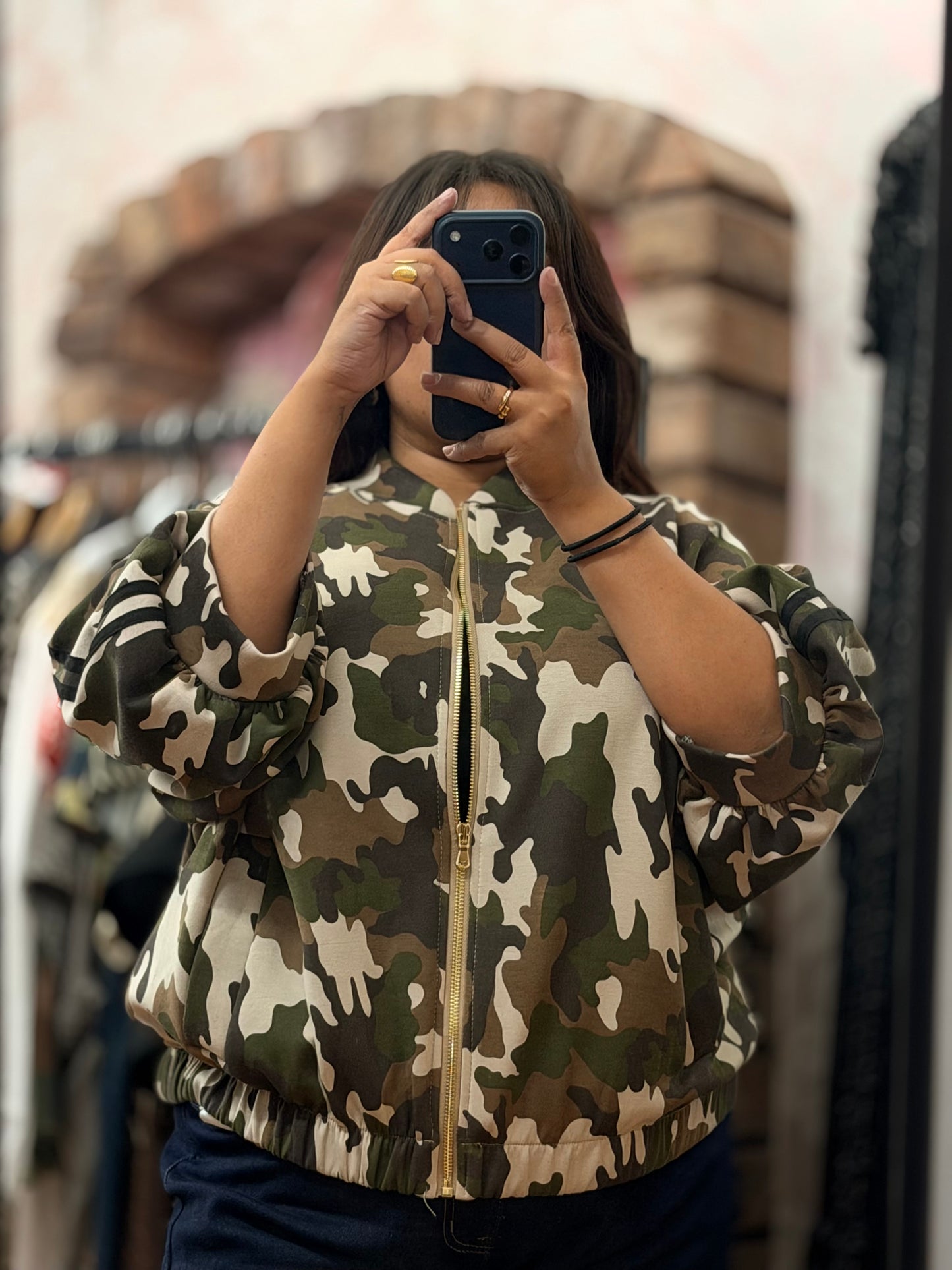 SAGE-PUFF SLV CAMO JACKET