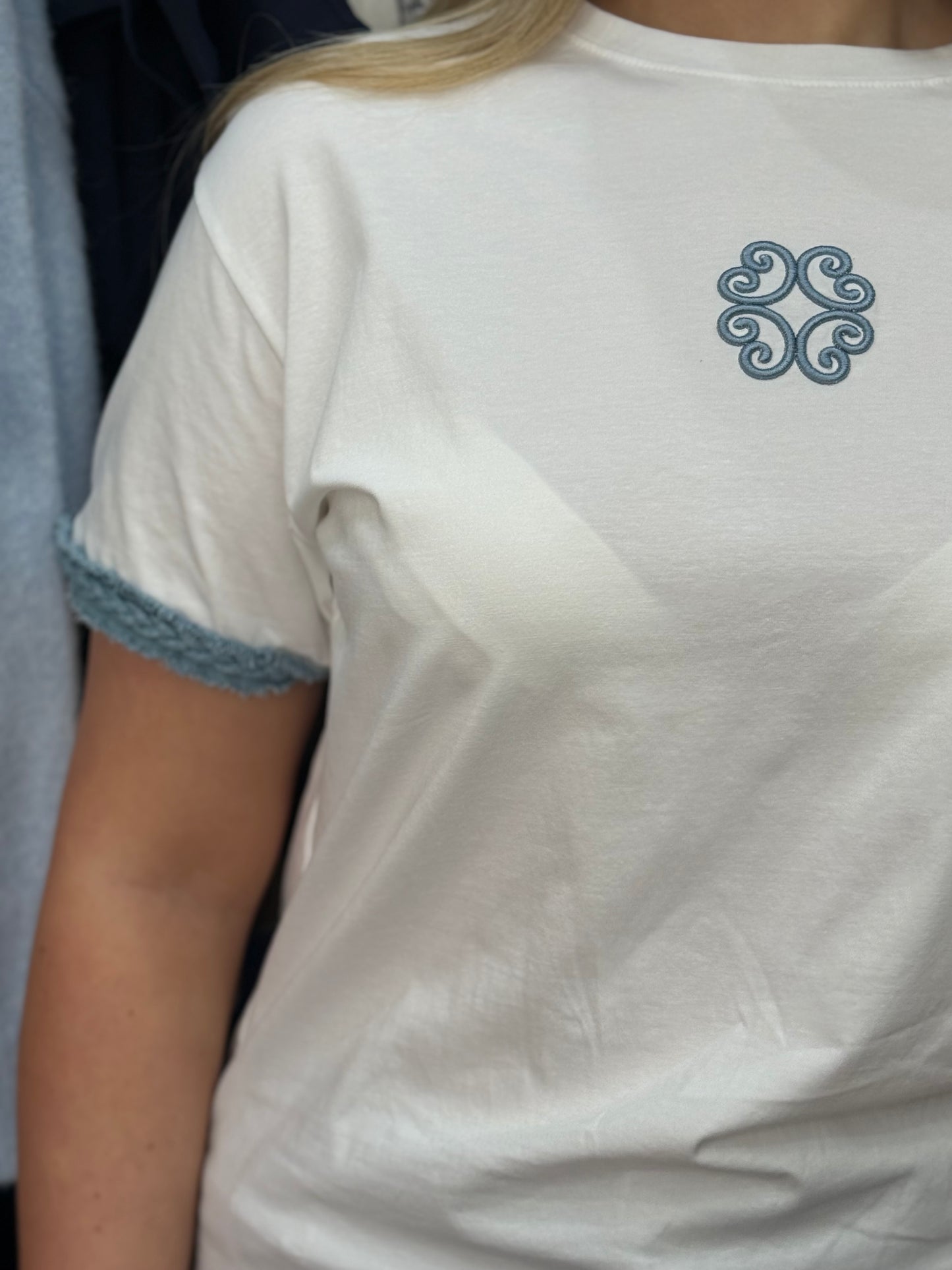 HARPER- BRAIDED DENIM EDGE SLV TEE #SunshineSALE