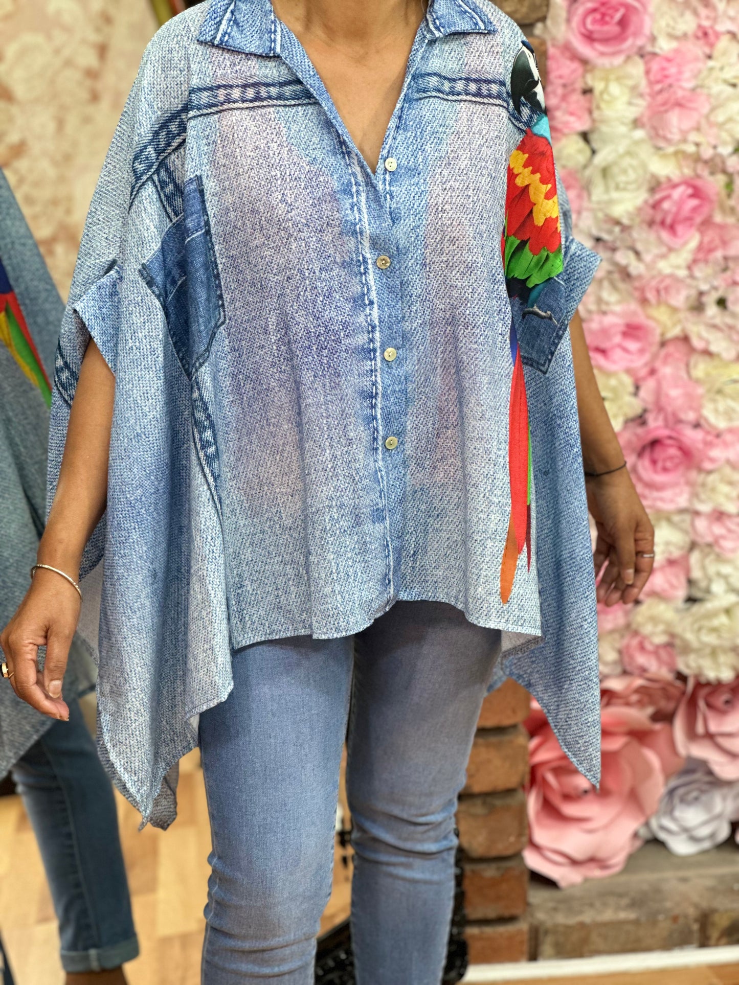 THE TROPICALS DENIM EFFECT SHIRT - SALE♥️ now 50%OFF  - LAST ONE LEFT