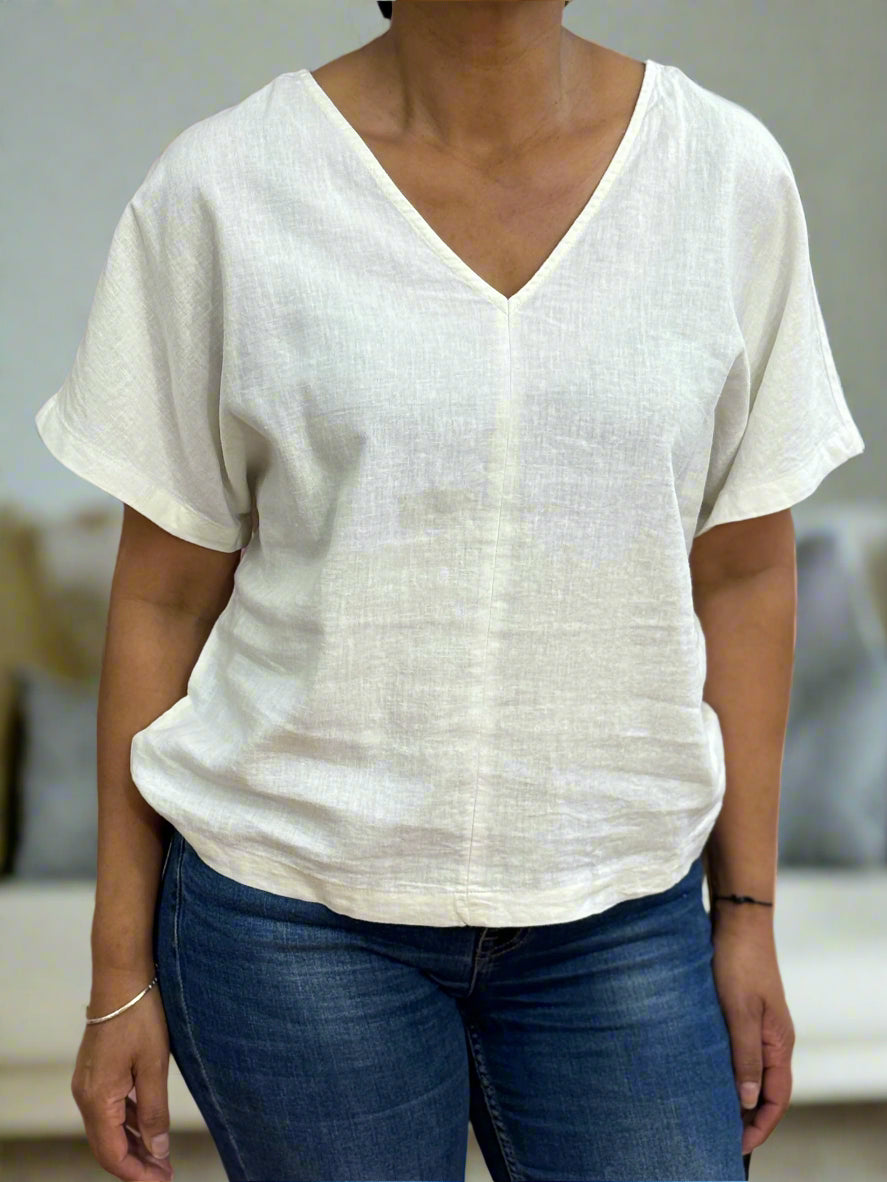 BYOUNG-FALAKKA LINEN V TOP-