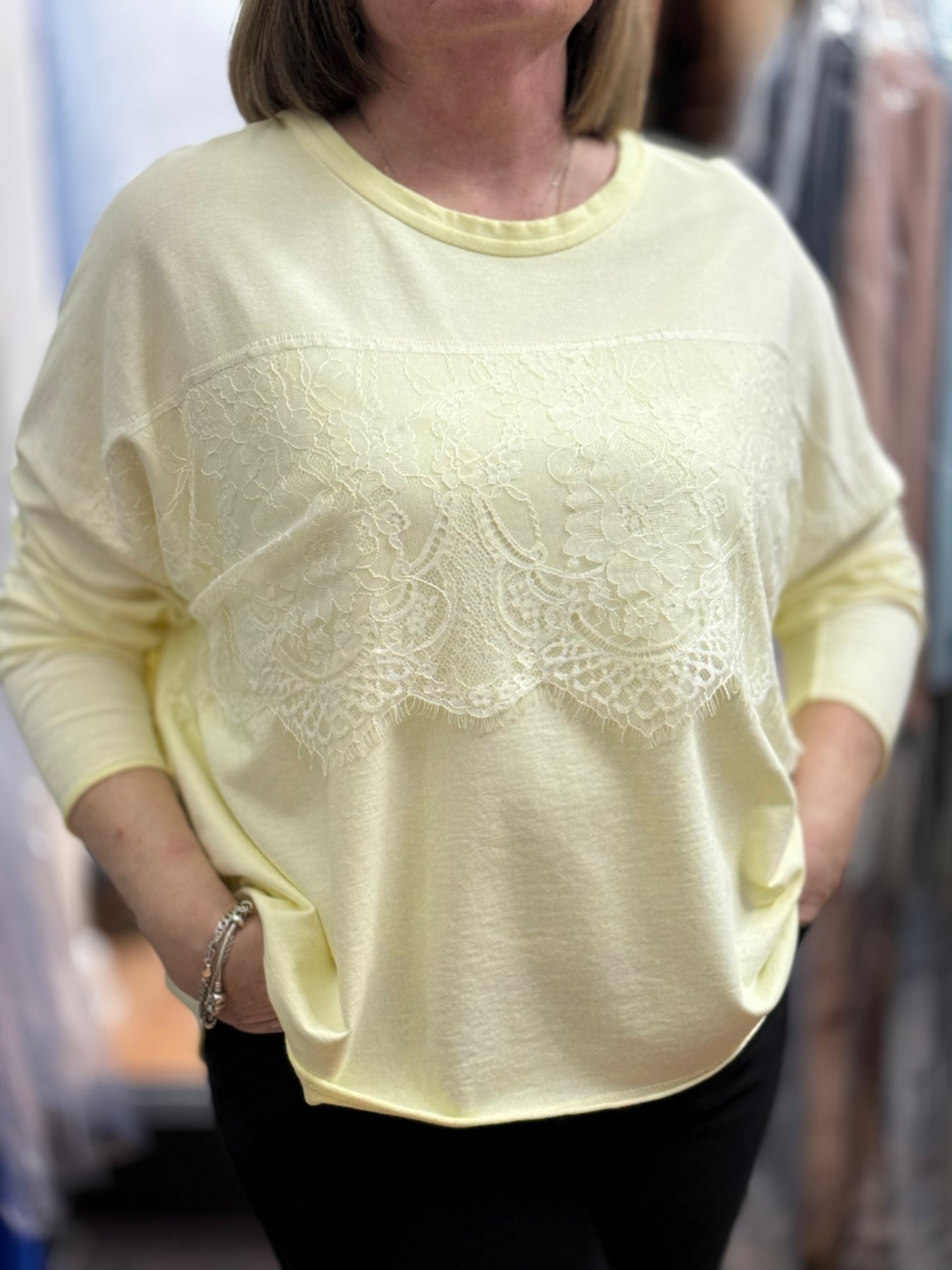 ROBYN-LACE FRONT L/S TEE TOP #SALE #L1L