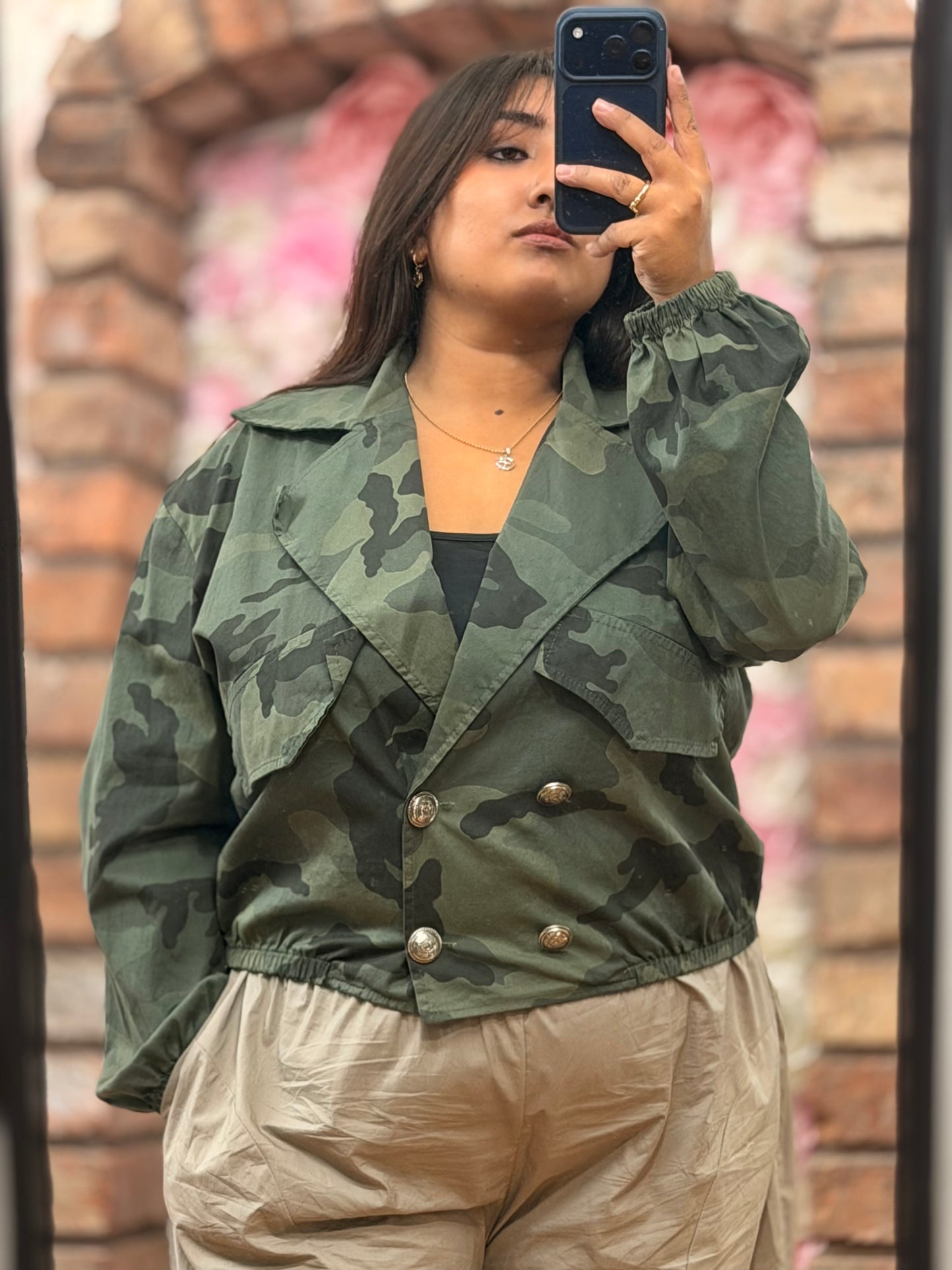 KAI-TRENCH STYLE CAMO MILITARY JACKET