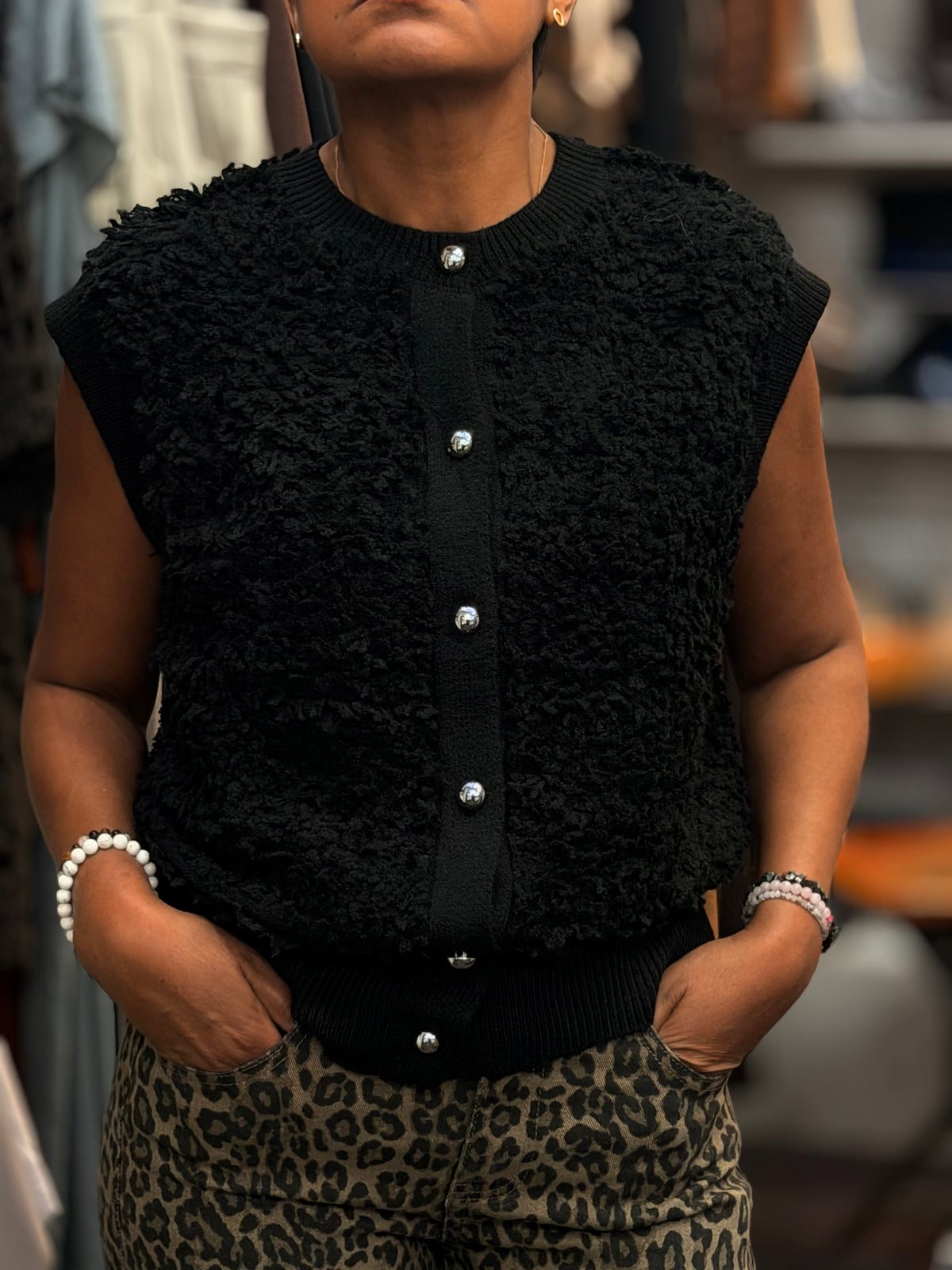 CLOVER-FAUX FUR LOOK GILLET