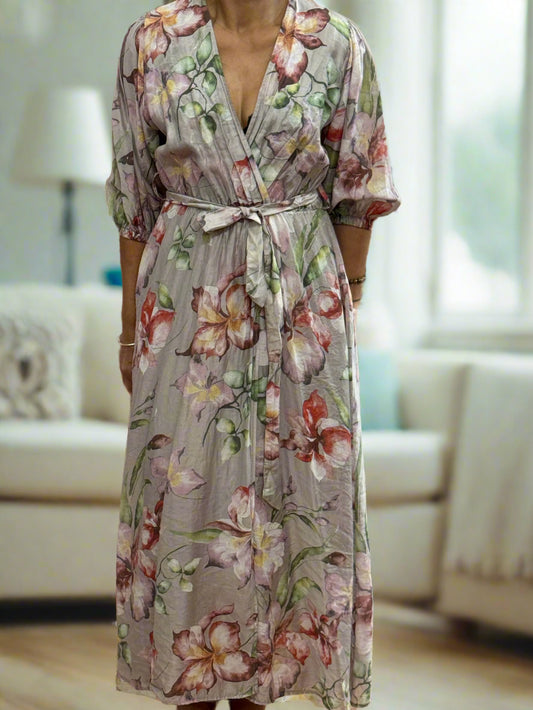 LOLA FLORAL WRAP-OVER DRESS