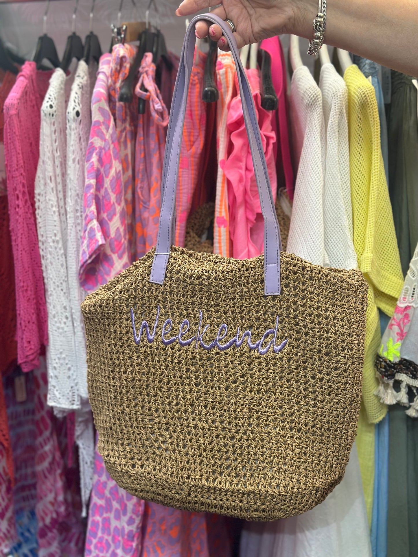 NEONS STRAW TOTE BAG -