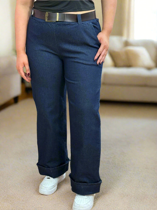 BLAIR-WIDE LEG TURN UP DENIM