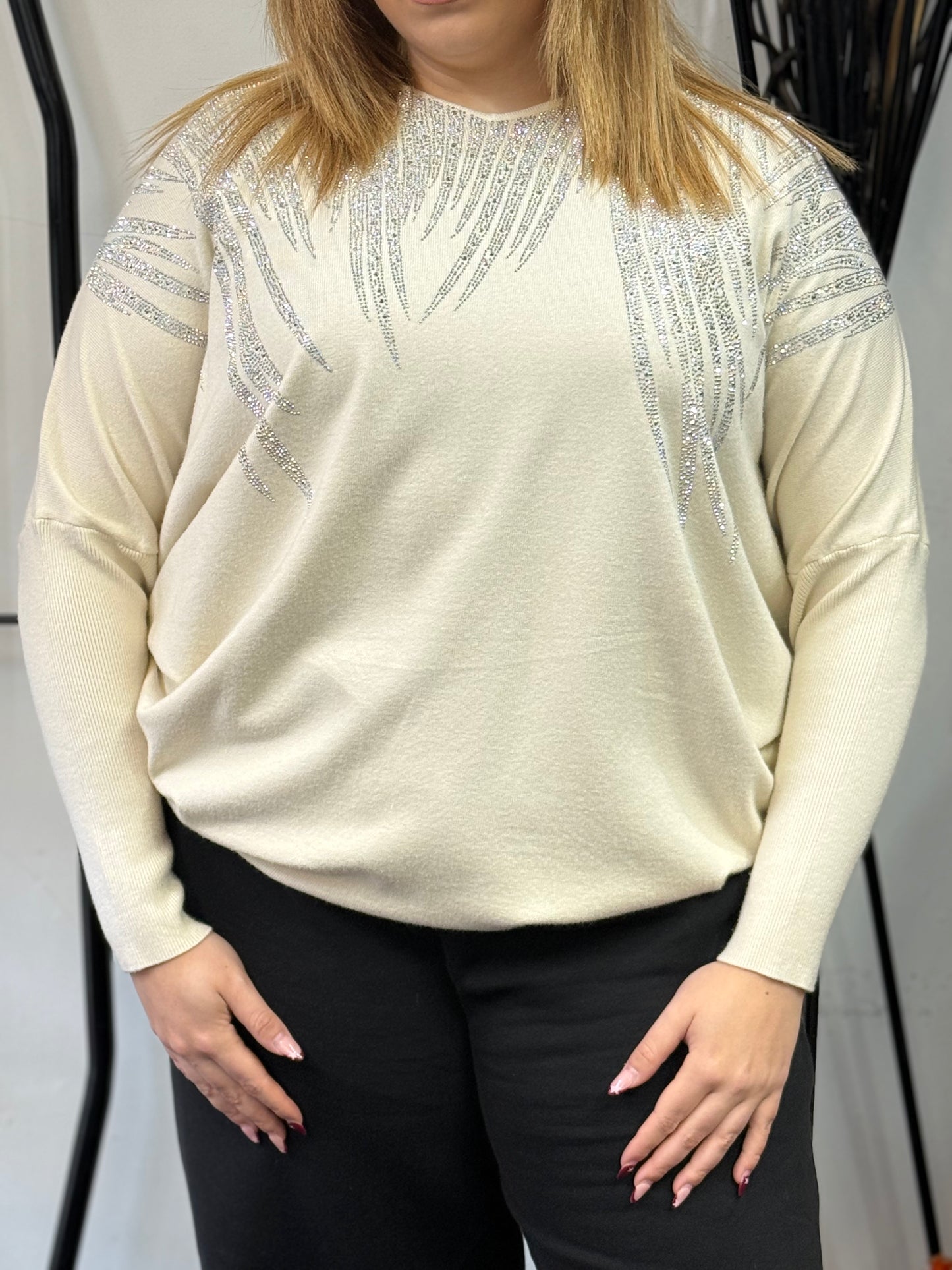 MILENA -O/S SEQUIN SHOULDER KNIT-#BlackFridaySale