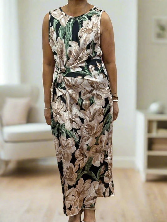 DURAN- SIDE TIE SATIN PRINTED DRESS