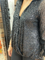Load image into Gallery viewer, SEQUIN COLLAR TOP-PARTY SALE now
