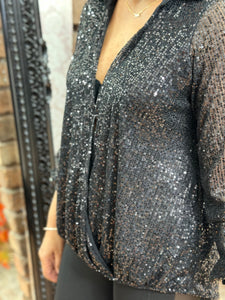 SEQUIN COLLAR TOP-PARTY SALE now