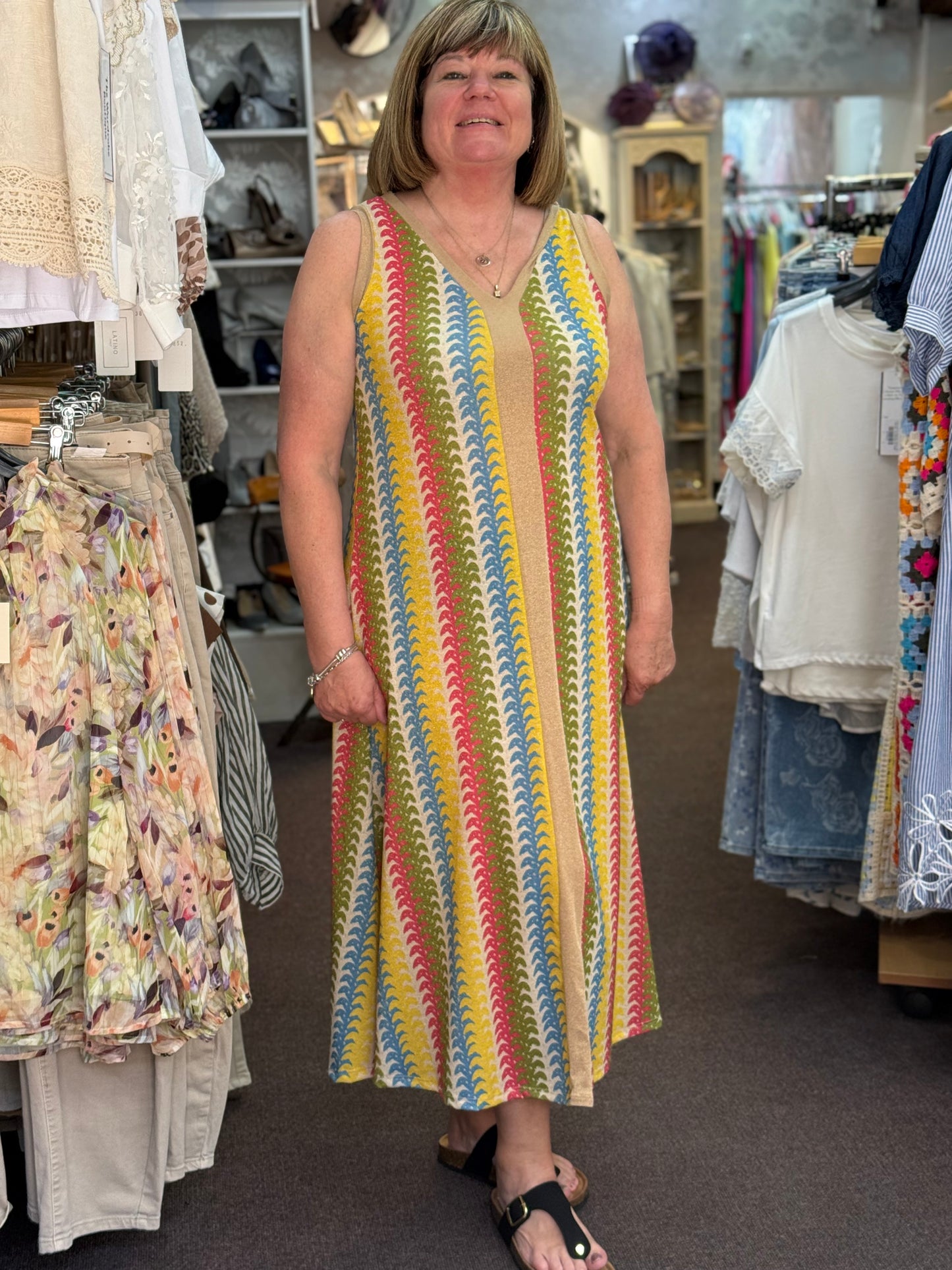 KENNA- S/L PALM PRINT DRESS- #SunshineSALE