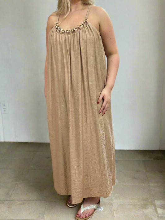 ADELE- CHAIN NECK STRAPPY O/S DRESS