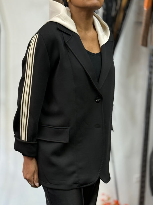 TERRI- JERSEY TRIM DETAIL HOODY BLAZER - NOVEMBER BF 20% off-AUTO XTRA 10% OFF@ CHECKOUT