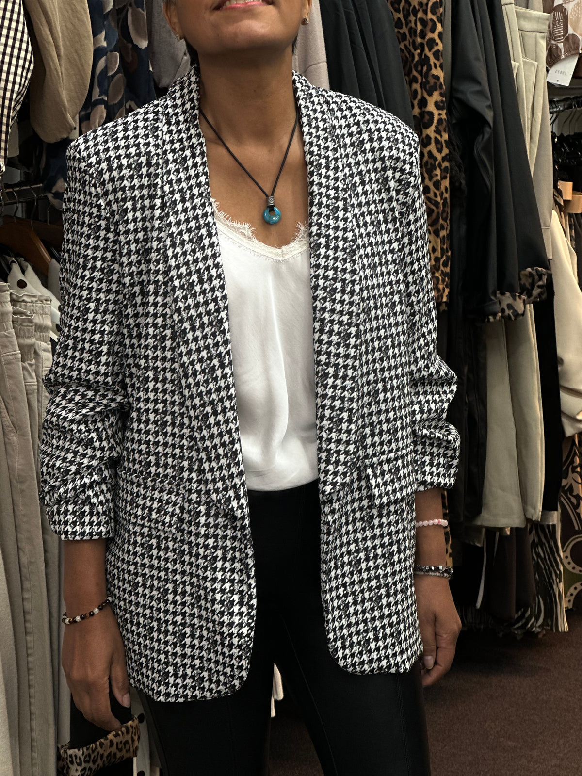 MIMI - DOGTOOTH PRINT BLAZER