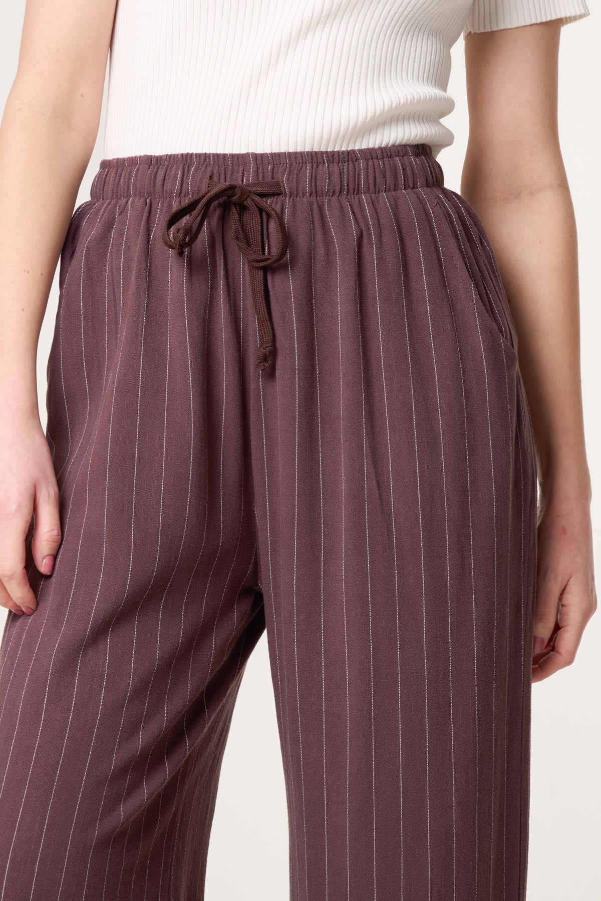 CAMILLA- PIN STRIPE LINEN BLEND