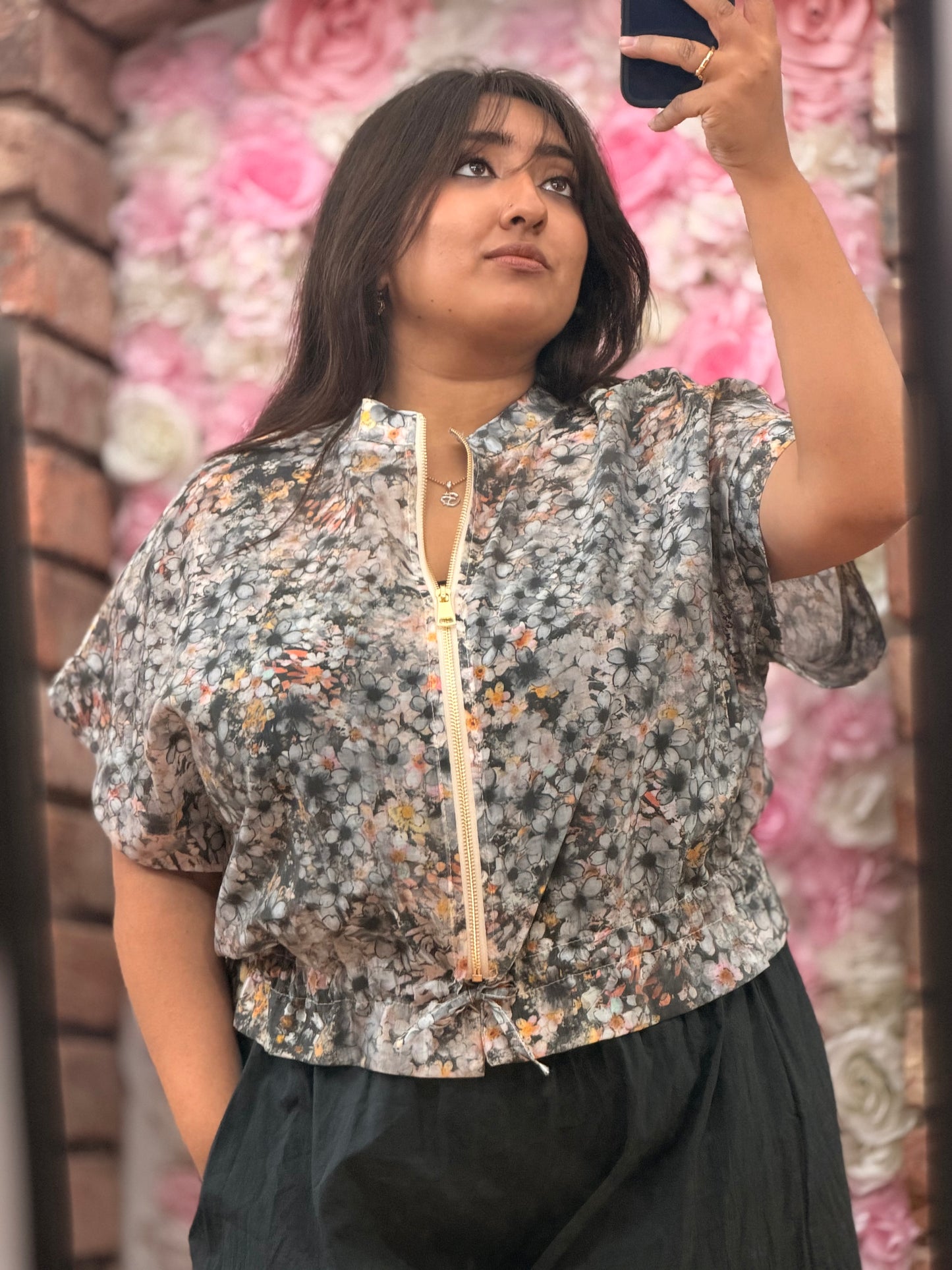 BARI-HARRIET S/SLV FLORAL BLOUSON JACKET