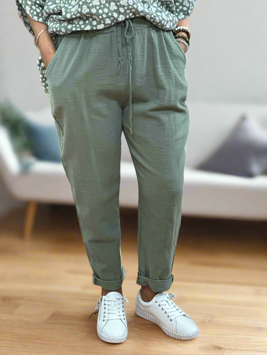 CARLTON - SLUB LINEN LOOK SLIM TROUSER