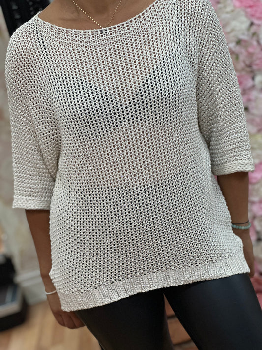 EVA- COTON MIX SPARKLE KNIT TOP