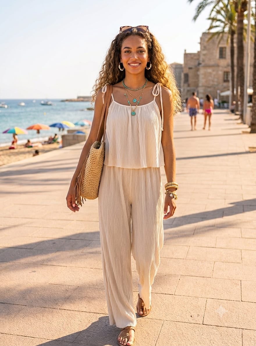 CARLY-EMBOSSED OVERLAY JUMPSUIT