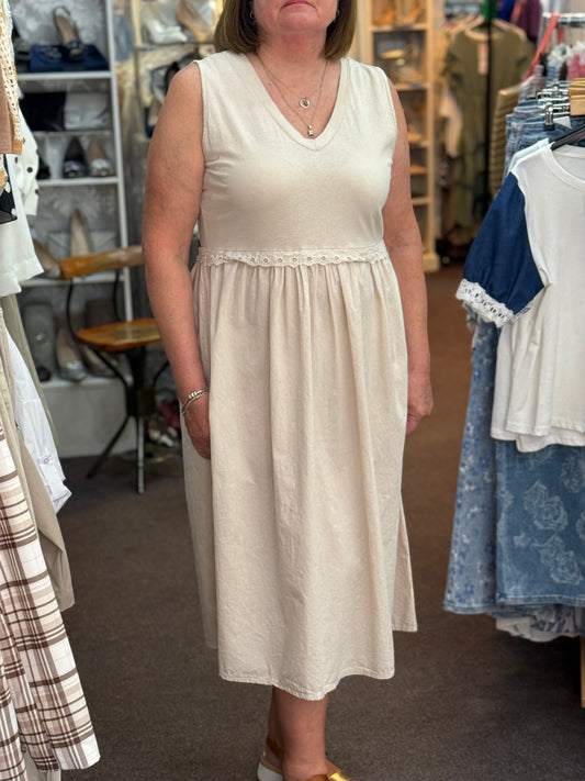 ELLA- JERSEY AND COTTON S/L DRESS