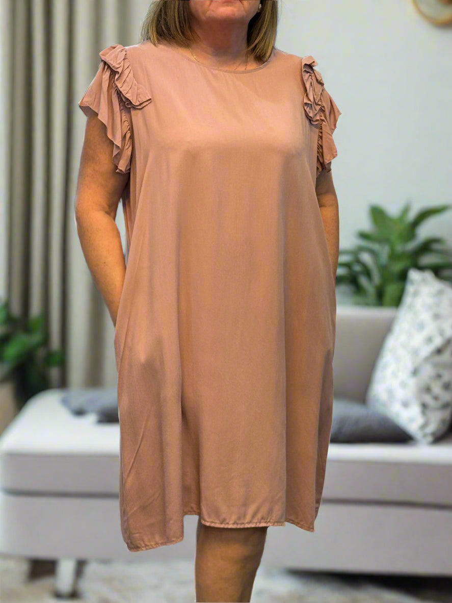 GABY-FRILL SHOULDER CURVE DRESS