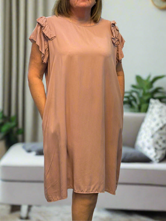 GABY-FRILL SHOULDER CURVE DRESS