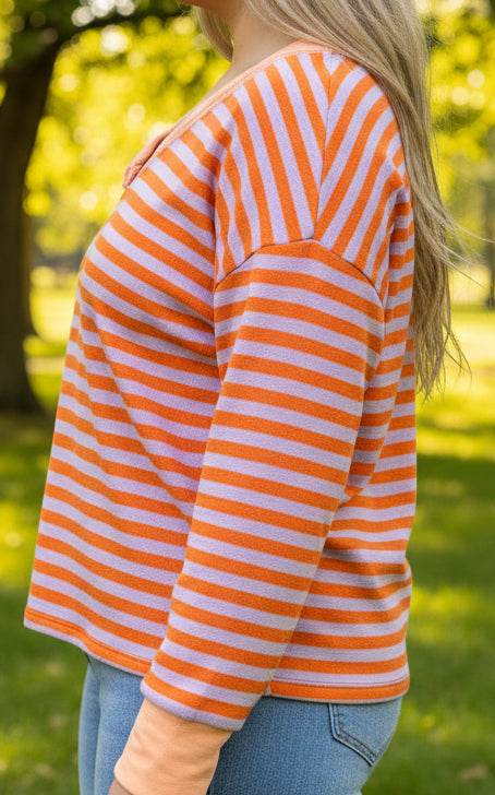 PHEONIX- KNITTED STRIPE VTRIM TOP #SunshineSALE