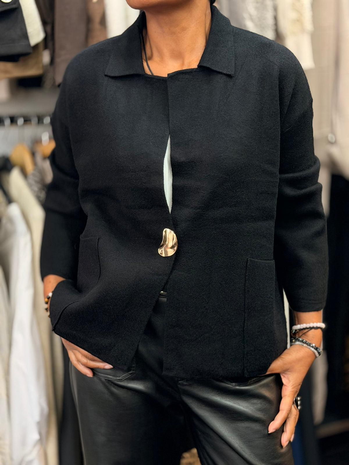 CARRIE-ONE BTN FINE KNIT JACKET