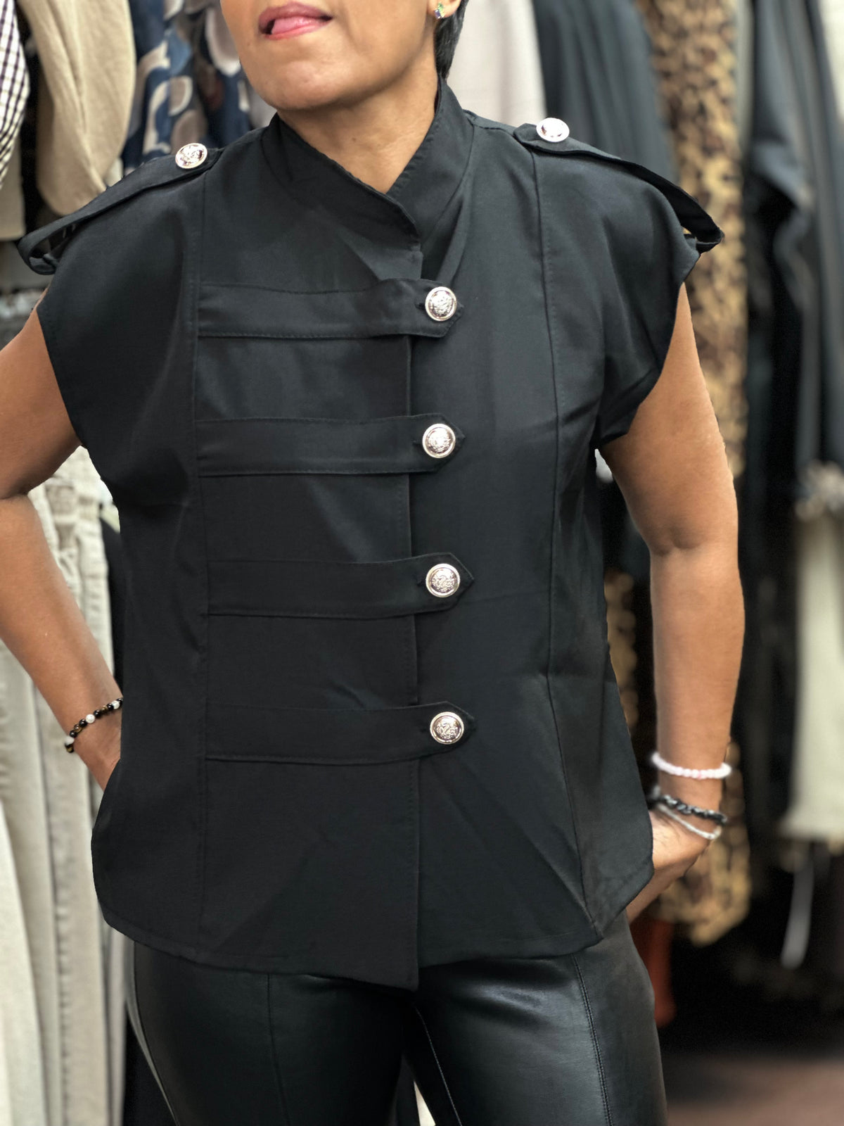 RORY-ONE SIDE MILITARY BTN WAISTCOAT -fits 8/10-14