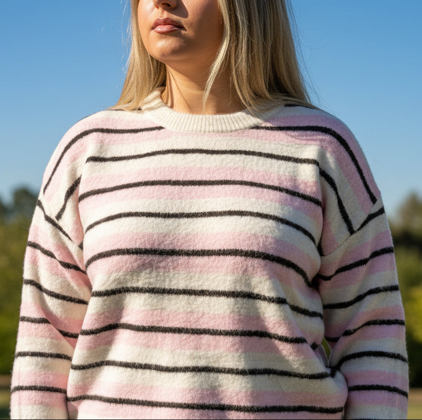 LOLA-STRIPED O/SIZE S/SOFT JUMPER