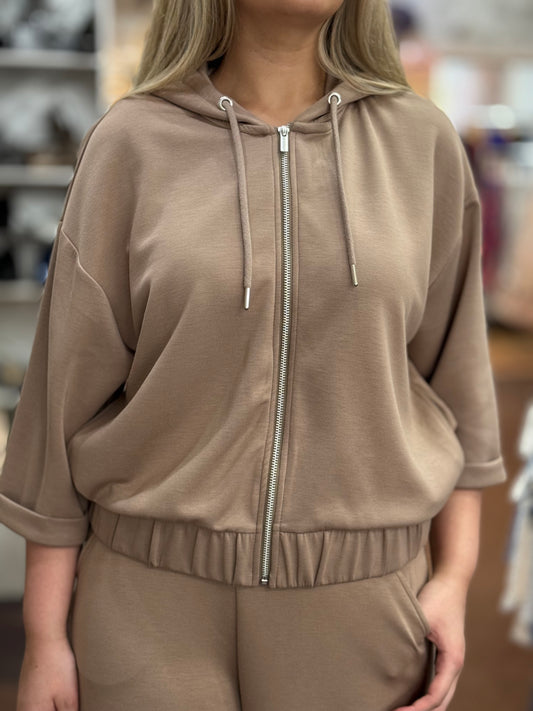 FRANSA- AURORA CO-ORD ZIP UP JACKET- TAUPE
