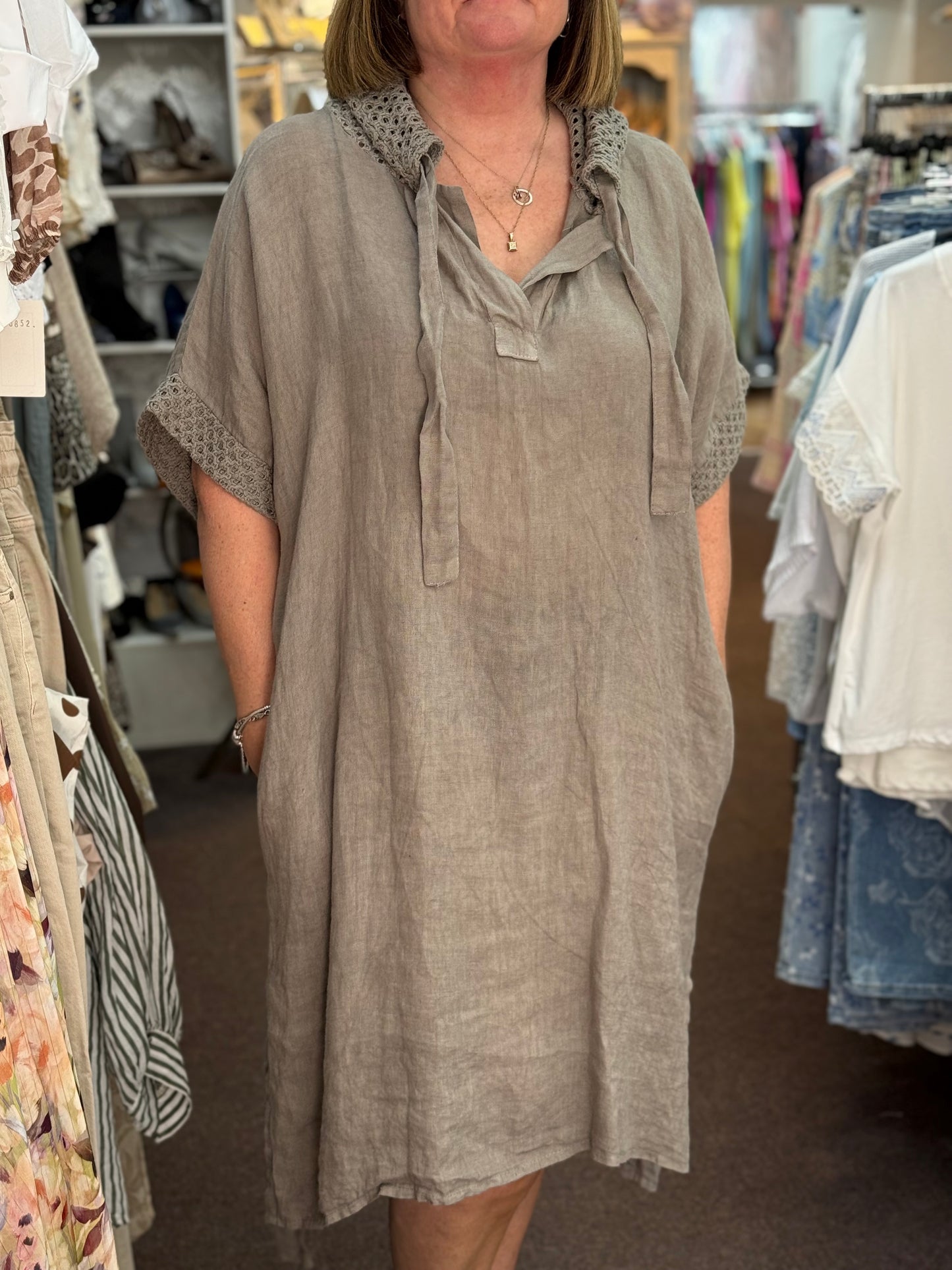 MERYL- PLUS FIT LINEN HOODY DRESS-#SunshineSALE